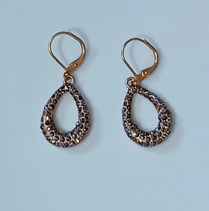 Kenneth Cole tear drop matte gold tone marquisite inlaid lever back earrings